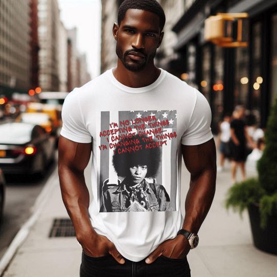 Discover Vintage Angela Davis Quote T-shirt, Activism Shirt, Retro Feminist Clothing, Conscious T-shirt, Black Quote Tee, Black Panthers T-shirt