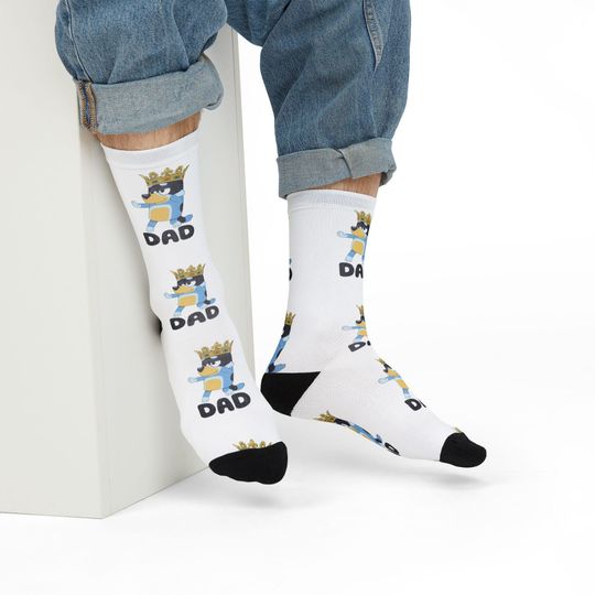 Dad BlueyDad Socks, BlueyDad Dad Socks, Father's Day Gift, BlueyDad socks for Dad, Dad Birthday Gift, Cartoon Bandit Character, Adult Socks for Men