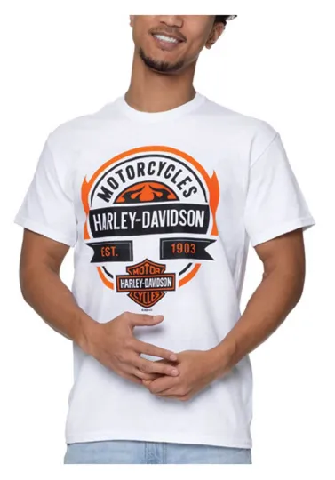 Discover H Davidson Men's Optimal Bar & Shield Short Sleeve Crew Neck T-Shirt