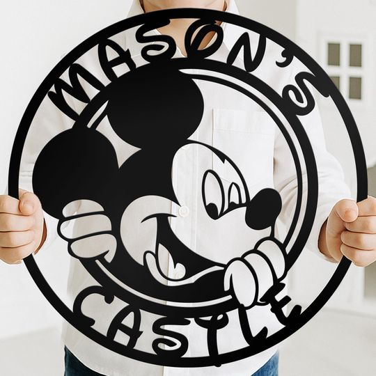 Discover Personalized Cartoon Mouse Name Sign - Custom Metal Kids Room Decor