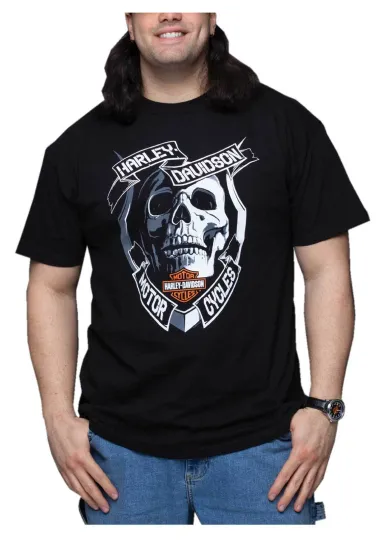 Discover H Davidson Men's Hooked Skull Crew Neck T-Shirt - Black