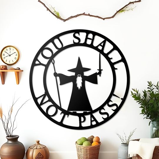 Discover You Shall Not Pass Metal Sign: Wizard Silhouette, Geek Decor, Wizard School Wall Decor, Personalized Magical School Sign,HP Quote Wall Decor