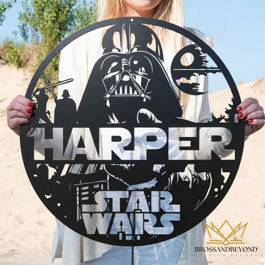 Discover Personalized Darth Vader Metal Sign: Star Wars Home Decor Boy Name Modern Art Gift