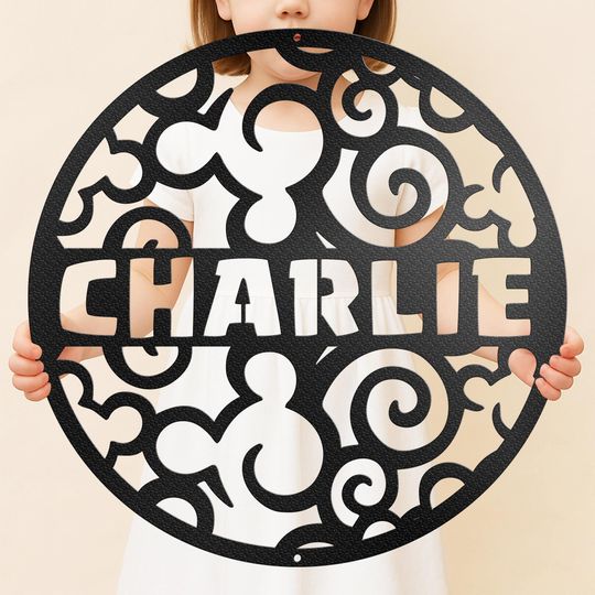 Discover Kids Disney Pattern Wall Decor Bedroom Sign Personalized Mickey Wall Art Custom Family Name Sign