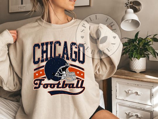 Discover Vintage Chicago Womens Football Sweatshirt, Game Day Fan Gift