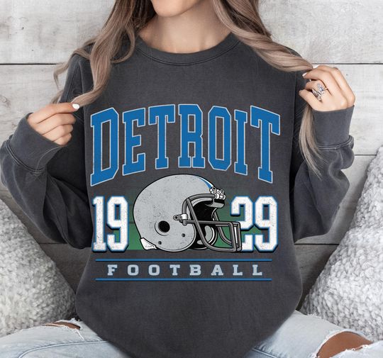 Vintage Detroit Football Sweatshirt, Game Day Fan Gift