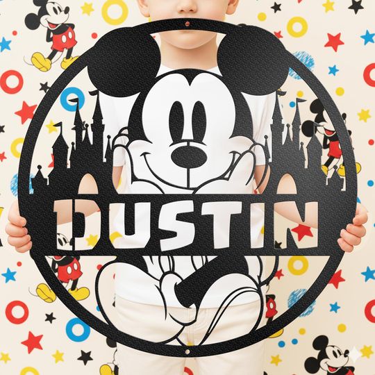 Discover Personalized Metal Mickey Mouse Name Sign - Kids Room Decor
