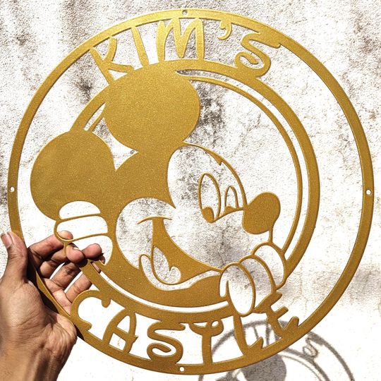 Discover Personalized Mickey Character Name Sign: Custom Metal Kids Room Decor