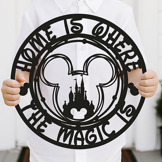 Magical Mickey Castle Metal Sign Home Is Where the Magic Is Decor Whimsical Wall Art for Nursery Custom Kids Room Sign Mickey Head Wall Art