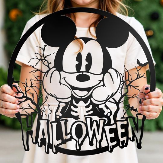 Discover Mickey Halloween Door Sign Disney Inspired Pumpkin Porch Decor Mickey Mouse Wall Art Fall Outdoor Metal Decor Housewarming Kids Room Gift