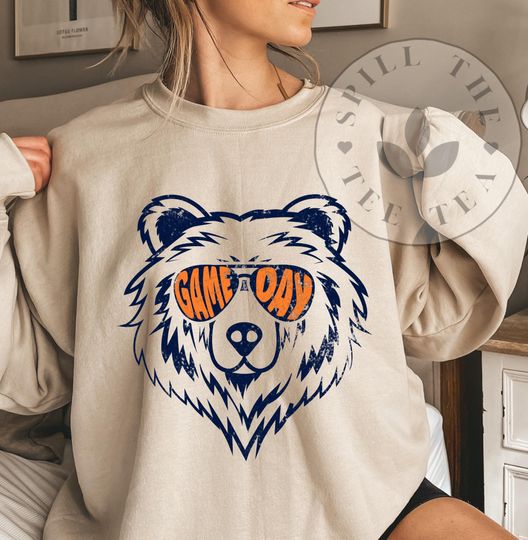 Discover Vintage Chicago Football Sweatshirt: Game Day Bear Graphic