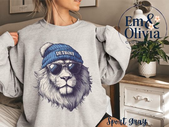 Discover Detroit Lion Sweatshirt: Vintage Football Crewneck with Lion