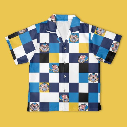 Disney Jumba Jookiba Lilo & Stitch Checkerboard Hawaiian Shirt, Lilo and Stitch Shirt, Christmas Disney Trip Gift Shirt