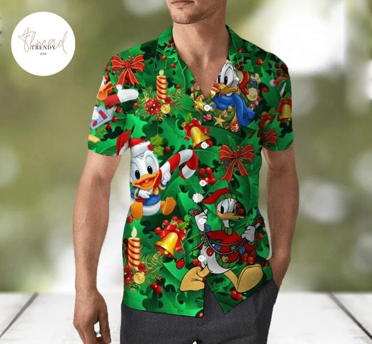 Discover All Over Print Decor Christmas Donald Duck Christmas Hawaiian Shirt 3D Disney Beach Shorts AOP Disneyworld Western Hawaii Summer Aloha Gift