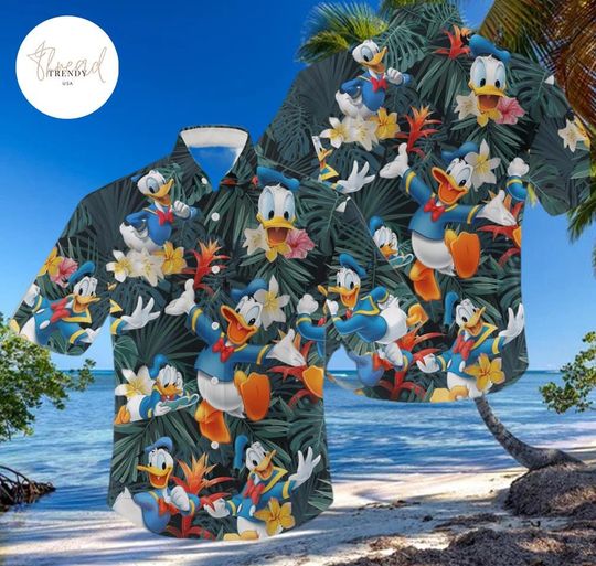 Discover Donald Duck Tropical Hawaiian shirt All Over Print Cute Donald Duck Family Trip Gift Shirt Disneyworld Disneyland Gift For Kid