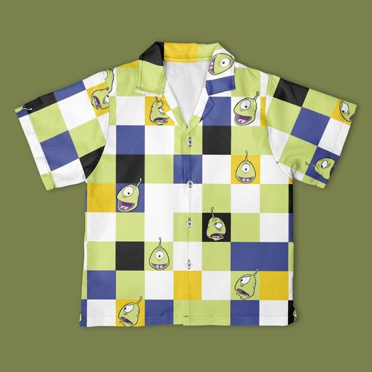 Disney Pleakley Lilo & Stitch Checkerboard Hawaiian Shirt, Lilo and Stitch Shirt, Christmas Disney Trip Gift Shirt