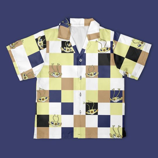 Discover Disney Sparky Lilo & Stitch Checkerboard Hawaiian Shirt, Lilo and Stitch Shirt, Christmas Disney Trip Gift Shirt