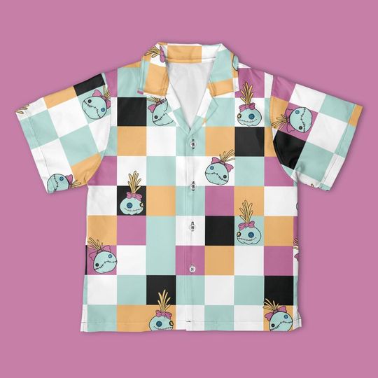 Disney Scrump Doll Lilo Stitch Checkerboard Hawaiian Shirt, Lilo & Stitch Shirt, Christmas Disney Trip Gift Shirt