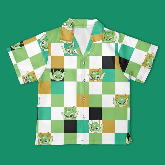 Disney Bonnie Lilo & Stitch Checkerboard Hawaiian Shirt, Lilo and Stitch Shirt, Christmas Disney Trip Gift Shirt