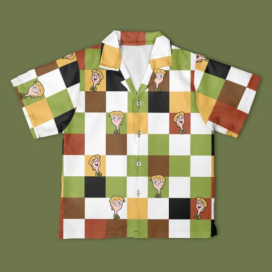 Disney Jeremy Johnson Checkerboard Hawaiian Shirt, Phineas and Ferb Button Down Shirt, Disney Phineas and Ferb shirt