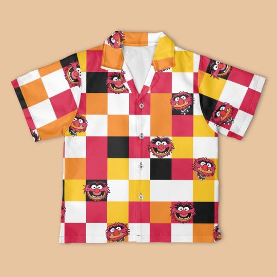 Discover Animal Checkerboard Hawaiian Shirt, The Muppets Button Down Shirt, Disney The Muppet Show shirt