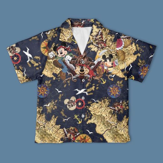 Discover Mickey and Minnie Pirates of the Caribbean Button Up Shirt, Mickey Vintage Button Down Shirt, Mickey and Friends Disney Vacation Outfit