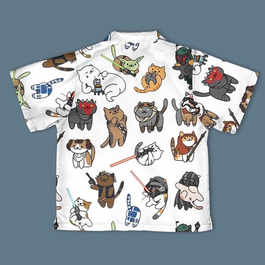 Discover Star Wars Cat Button Up Shirt, Star Wars Button Down Shirt, Star Wars Characters in Cat, Disney Trip Outfits