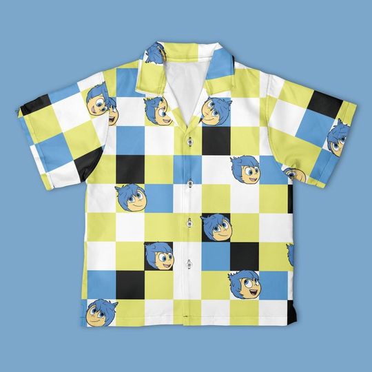 Disney Inside Out Joy Checkerboard Hawaiian Shirt, Inside Out Joy Shirt, Christmas Disney Trip Gift Shirt