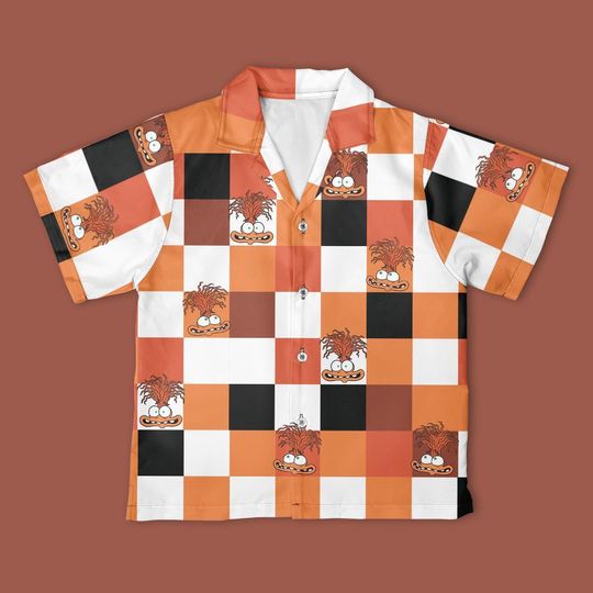 Disney Inside Out Anxiety Checkerboard Hawaiian Shirt, Inside Out Anxiety Shirt, Christmas Disney Trip Gift Shirt