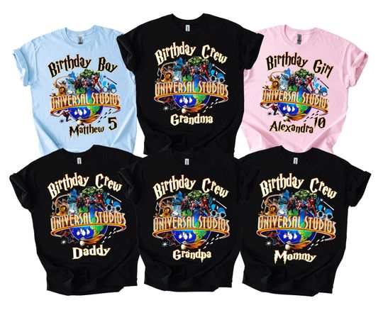 Discover Custom Universal Studios Family Shirts: Personalized Birthday Vacation Tees