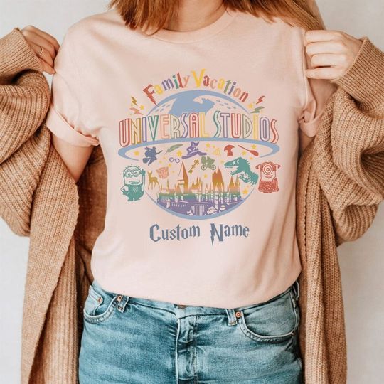 Discover Personalized Universal Studios Family Vacation Vintage Shirt, Universal Orlando Shirt, Retro Universal Disney Family Trip Disneyland Shirt