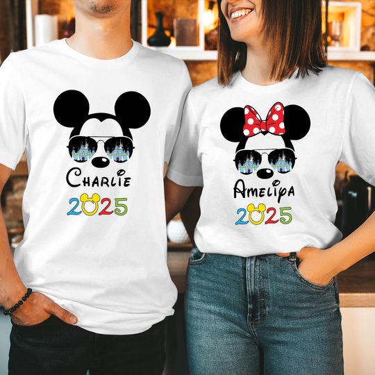Discover T-SHIRT (3204) Personalised Disney Family Holiday Tour 2025 Family Trip Summer Vacation Tops Mickey Minnie Disneyland Matching Gift T Shirts