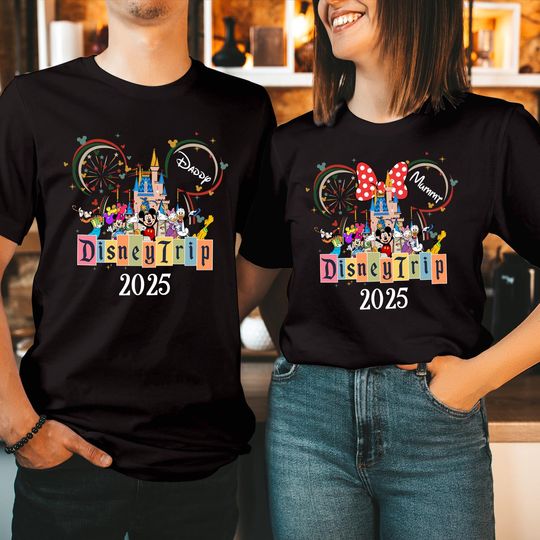 Discover T-SHIRT (3208) Personalised Disney Family Holiday Tour 2025 Family Trip Summer Vacation Tops Mickey Minnie Disneyland Matching Gift T Shirts