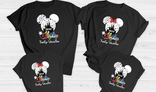 Matching family t shirts Disney  2025 black holiday t shirts vacation holiday Unisex shirts reveal tops Paris Florida travel graphic