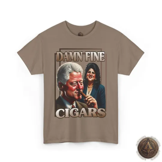 Damn Fine Cigars Political Humor T-Shirt, Bill Clinton Monica Lewinsky Tee