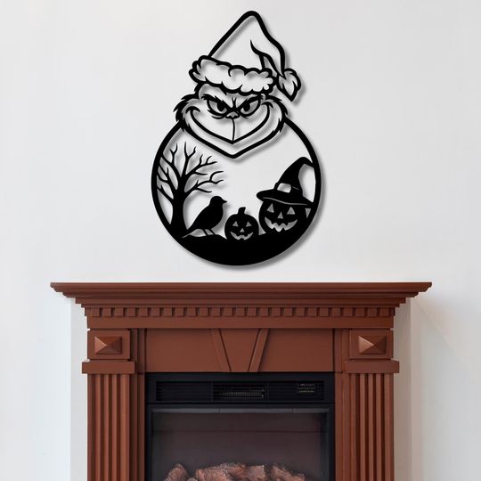 funny character Halloween Metal Wall Art | Spooky Christmas Crossover Decor | Funny Holiday