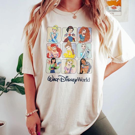Discover Retro Disney Princess Characters Shirts, Disneyland Princess Shirt, Disney Girly Trip Shirt, Disneyworld Shirt, Rapunzel, Belle, Cinde