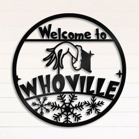 Discover Welcome to Whoville funny character Home Decor - funny character Funny Hands Sign - Xmas Holiday - Gifts for New Home - funny character Metal Decor - Grich Christmas