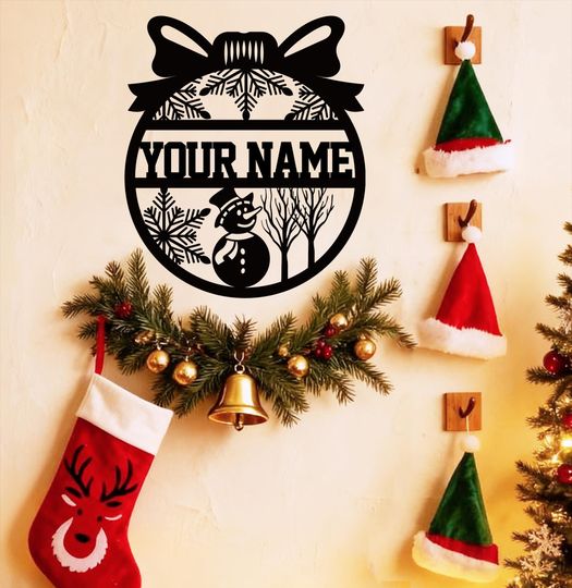 Discover Custom Metal Merry Christmas Sign: Personalized Holiday Decor, Outdoor Decoration, Snowmen Plaque, Snowflake Hanging