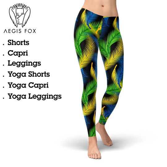 Discover Mardi Gras Leggings: Palms Print, Purple, Green & Gold