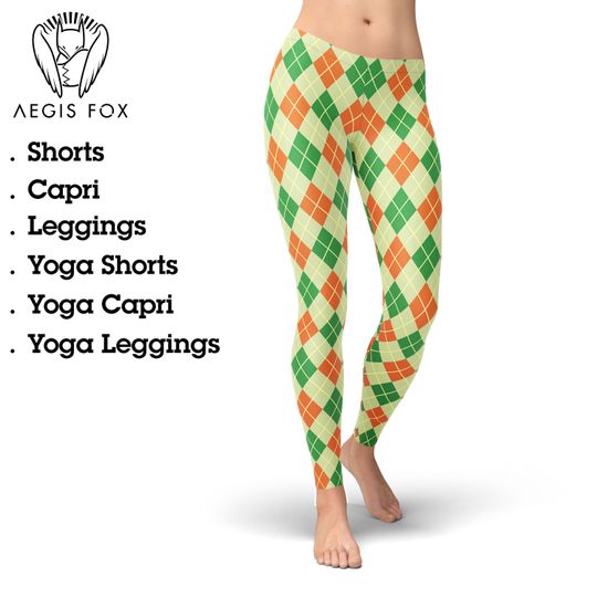 Discover Argyle St Patrick's Day Leggings: Clover Shamrock Print