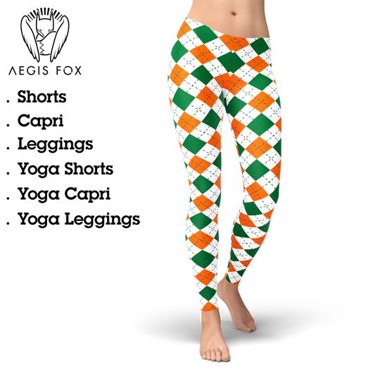 Discover St Patrick's Day Leggings: Shamrock Clover Argyle Print