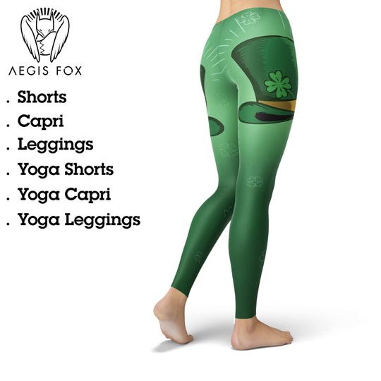 Discover St Patrick's Day Leggings: Clover Shamrock Print, Irish Yoga Pants