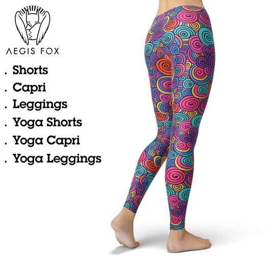 Discover Colorful Swirls High Waist Leggings: Printed Yoga Pants