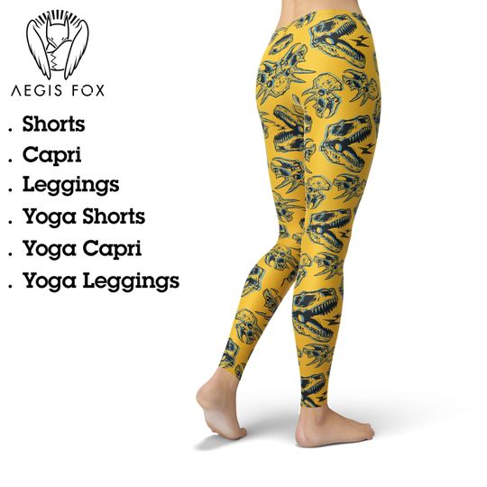 Discover Dinosaur T-Rex Fossil Skull Leggings: Printed Workout Capri Leggings