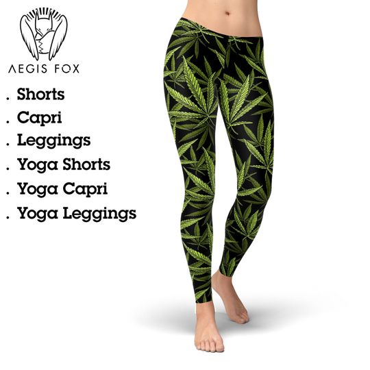 Discover Weed Leggings, Cannabis Leggings, Marijuana Leaf Leggings, Hippie Pants, Printed Leggings, Yoga Leggings, Leggings for Women, Capris