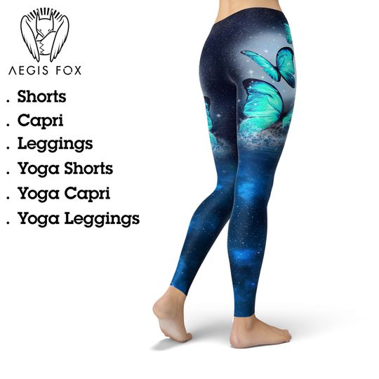 Discover Butterfly Galaxy Print Leggings: Women's Yoga Workout Capri Pants