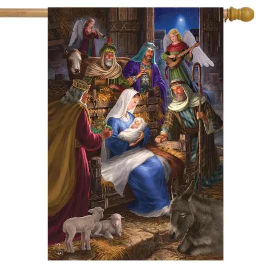 Discover Briarwood Lane Holy Family Christmas House Flag