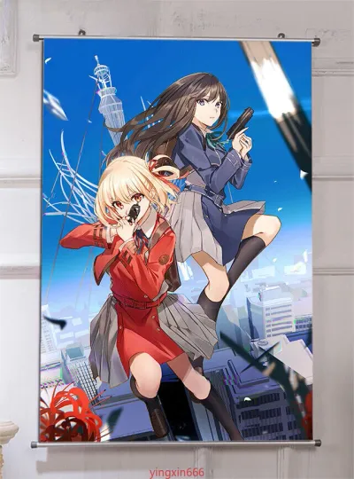 Discover Anime Poster Lycoris Recoil Art Wall Scroll Hanging Painting Home Decor 60*90cm