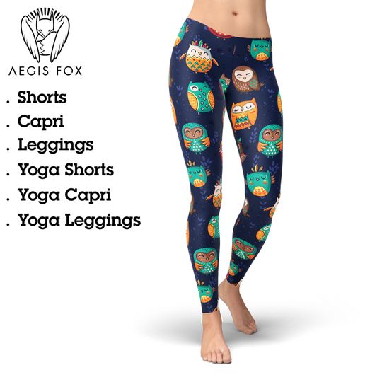 Discover Owl Print Leggings: Women's Yoga Workout Capris